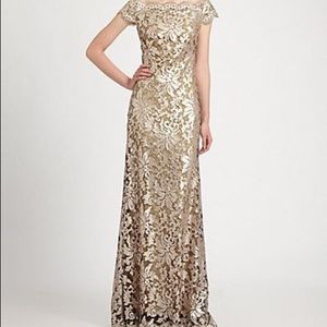 tadashi shoji gold sequin dress